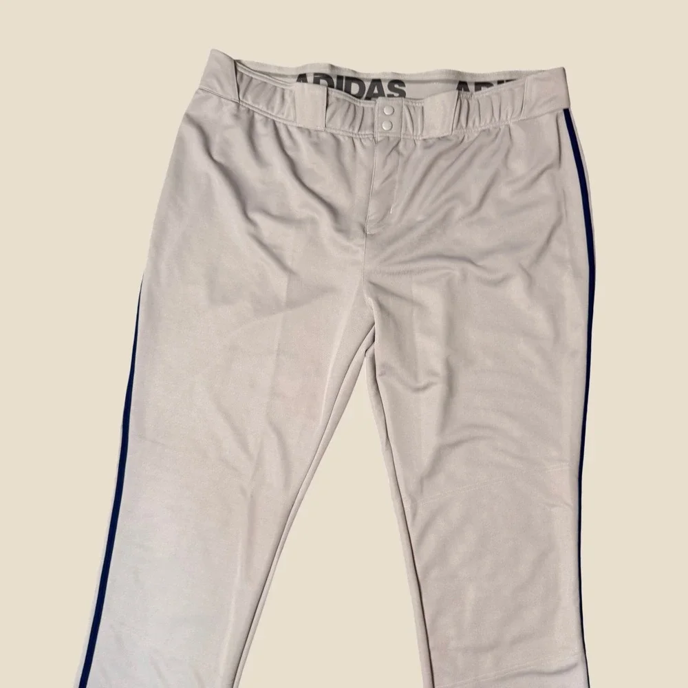 NWT Adidas Icon Pro Piped Baseball Pants Mens 3XL Grey Navy NEW GU5565 Open Hem
